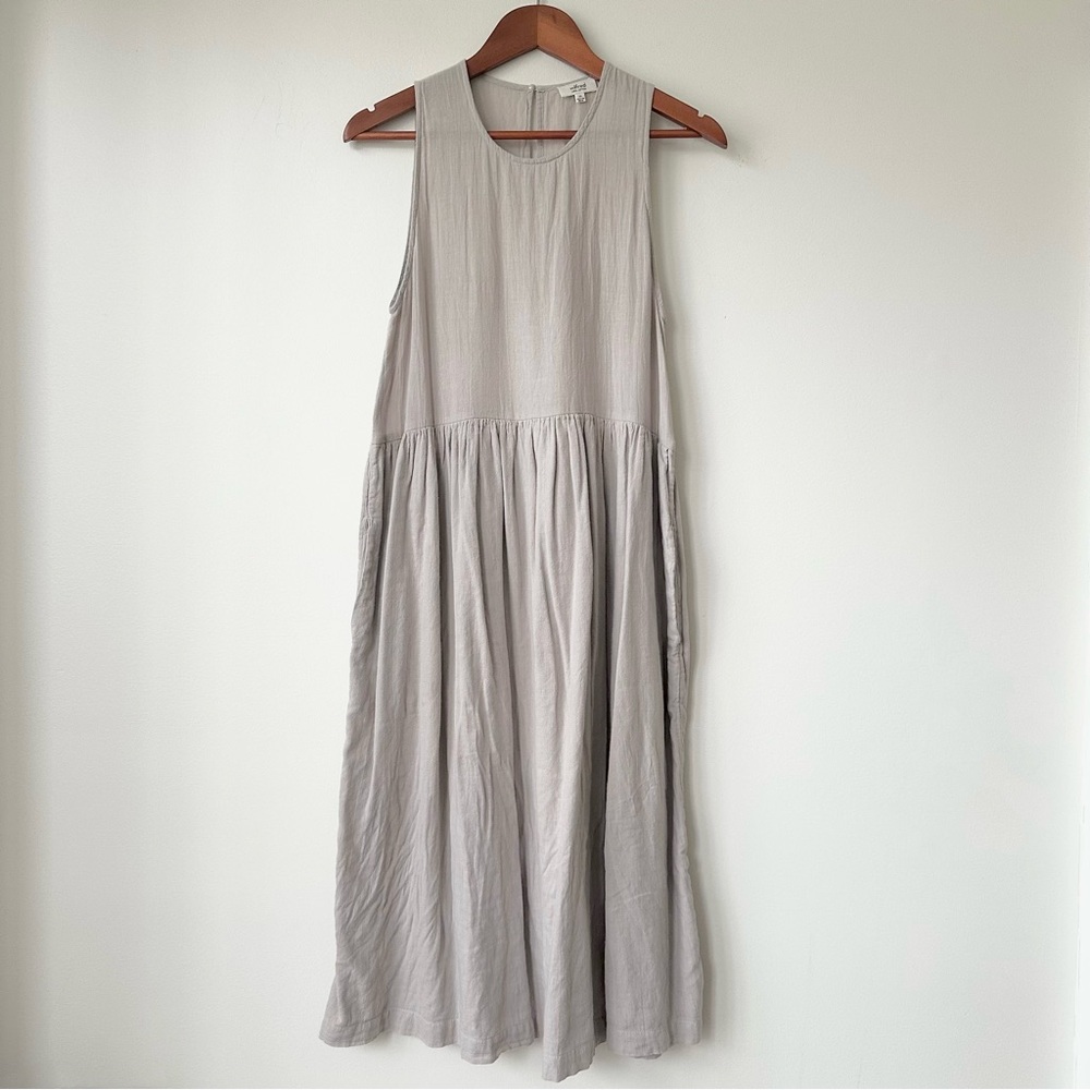 ARITZIA | WILFRED LIGHTWEIGHT MILK MAID SLEEVELESS DROP WAIST AIRY MIDI DRESS